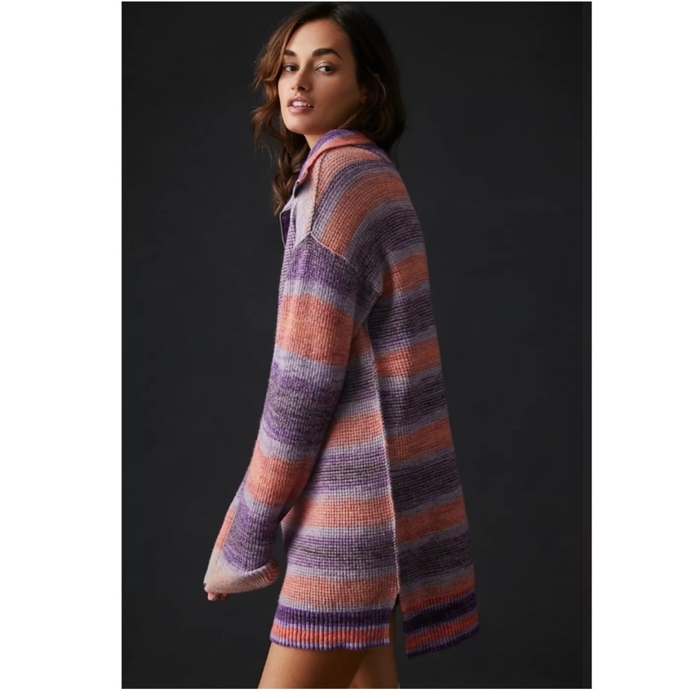 Anthropologie Daily Practice Half Zip Tunic Sweater Dress Size Small Purple Pink - Picture 3 of 16